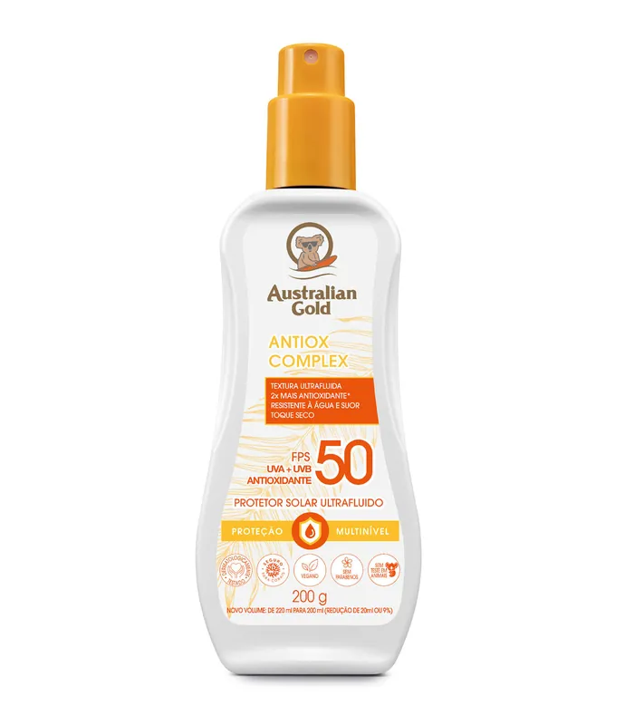 Protetor Solar Spray Australian Gold Antiox Complex Fps50 200ml