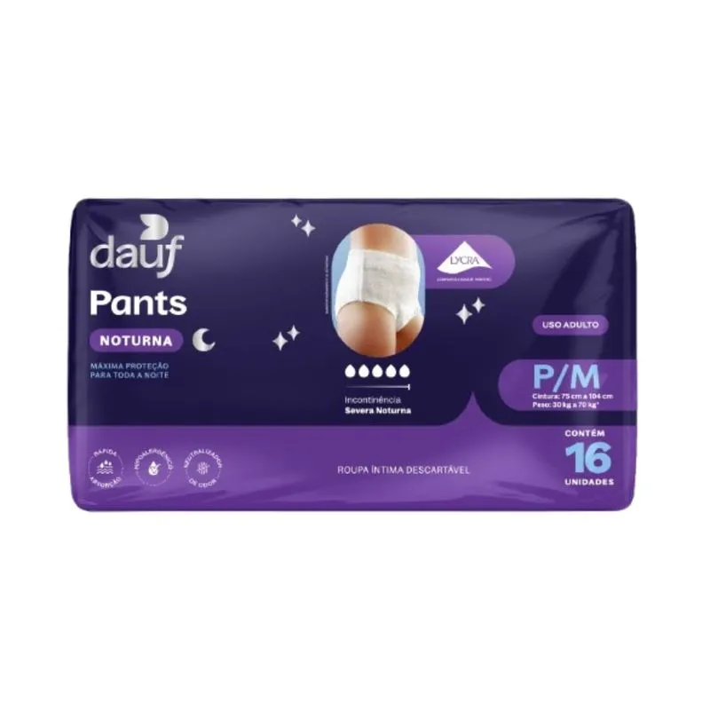 Roupa Íntima Descartavel Dauf Pants Noturna P/M 16 Unidades