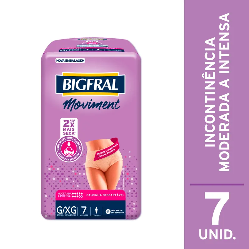 Roupa Íntima Bigfral Moviment  Feminina G/XG 7 Unidades