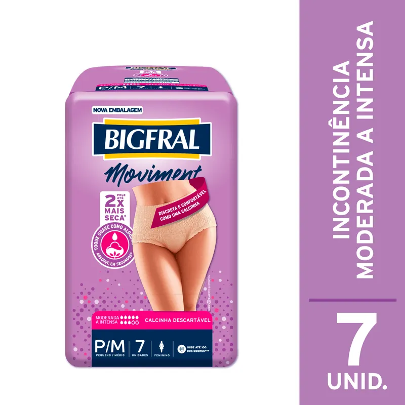 Roupa Íntima Bigfral Moviment  Feminina P/M 7 Unidades