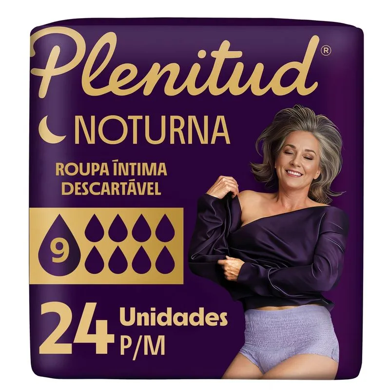 Roupa Íntima Descartável Plenitud Noturna Máxima Absorção P/M 24 Unidades