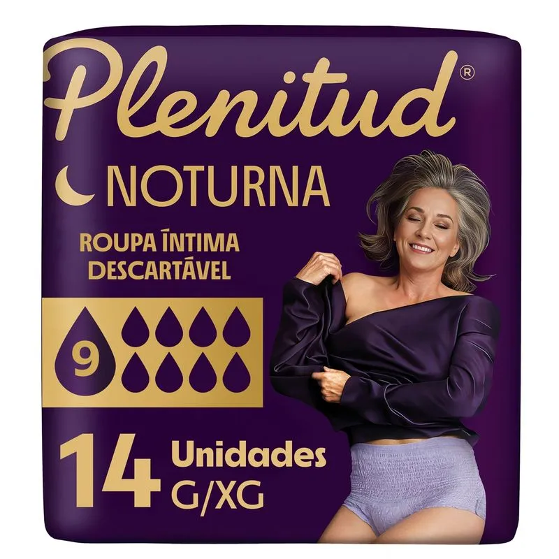 Roupa Íntima Descartável Plenitud Noturna Incontinência Urinária Severa G/XG 14 Unidades