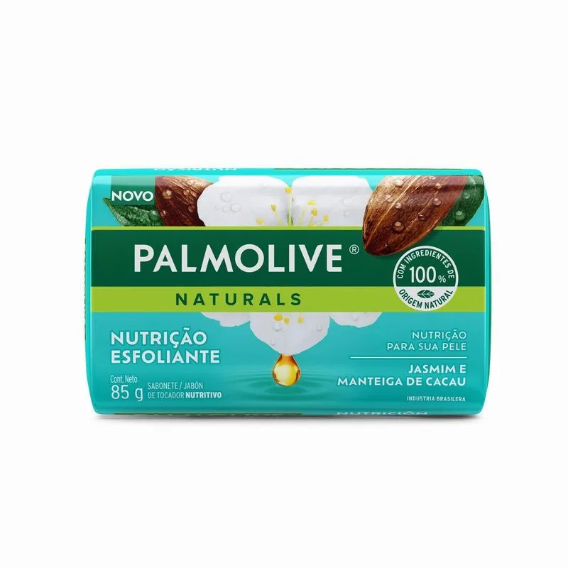Sabonete em Barra Palmolive Naturals Nutrição Esfoliante Jasmim e Manteiga de Cacau Esfoliação Delicada 85g