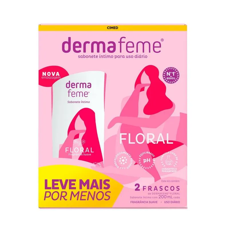 Kit Sabonete Íntimo Dermafeme Floral 200ml 2 Unidades