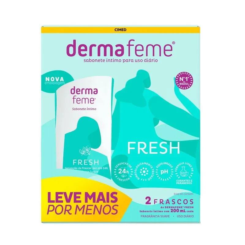 Kit Sabonete Íntimo Dermafeme Fresh 200ml 2 unidades