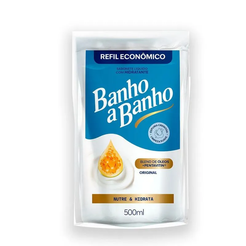 Sabonete Líquido Com Hidratante Banho A Banho Original Blend De Óleos E Pentavitin Sachê Refil Econômico 500ml