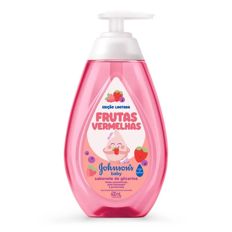 Sabonete Líquido Johnsons Baby De Glicerina Da Cabeça Aos Pés Frutas Vermelhas 400ml Edição Limitada