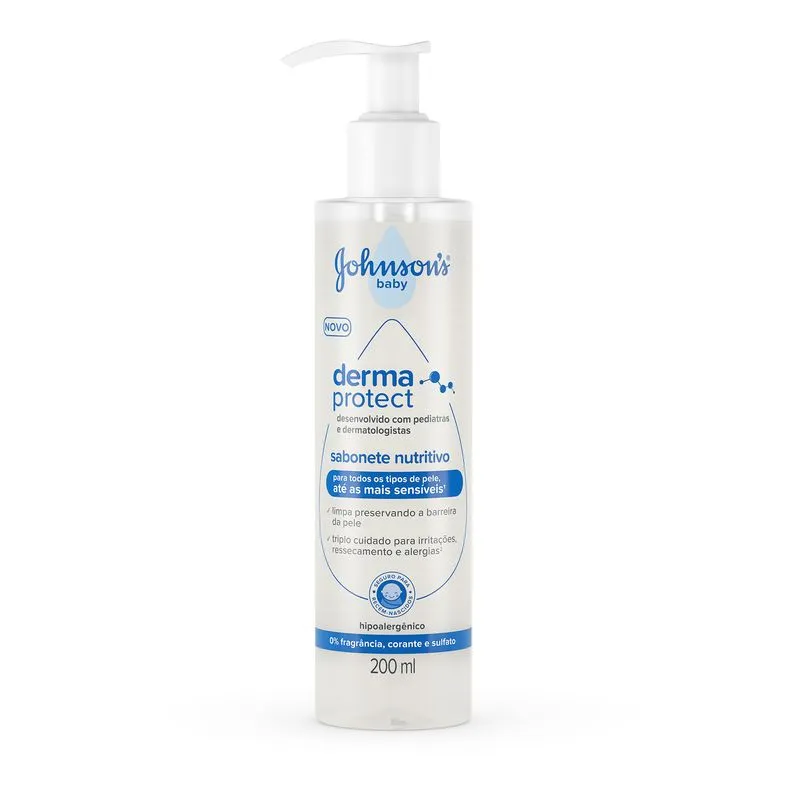 Sabonete Líquido Nutritivo Johnson's Baby Derma Protect Sem Fragrância 200ml