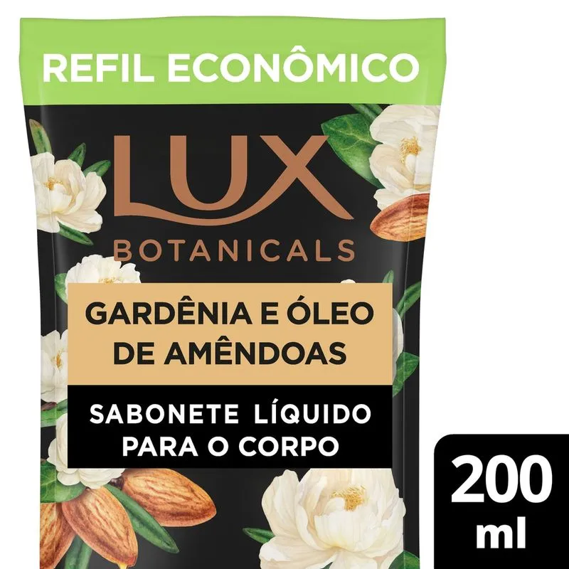 Sabonete Líquido Lux Botanicals Gardênia e Óleo de Amêndoas Refil 200ml
