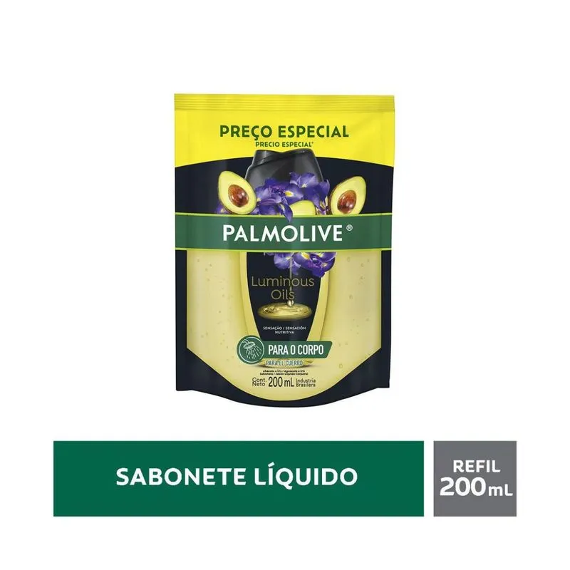 Sabonete Líquido Palmolive Luminous Oils Abacate E Íris Sachê 200ml
