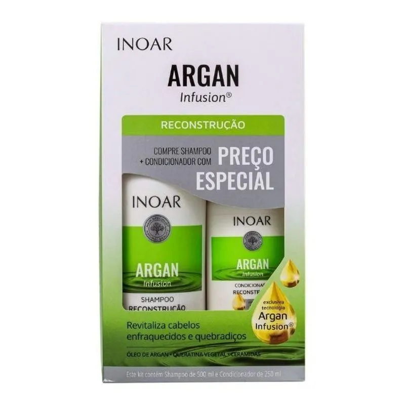 Shampoo + Condicionador Inoar 500+250ml Argan Reconstrução