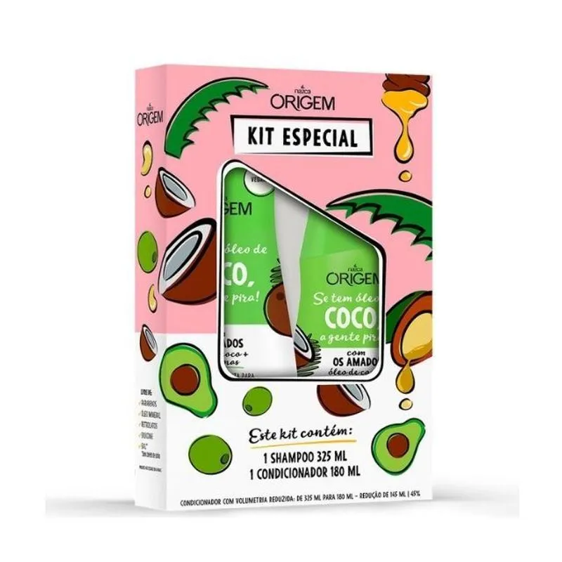 Shampoo + Condicionador Origem 325+180ml Óleo De Coco