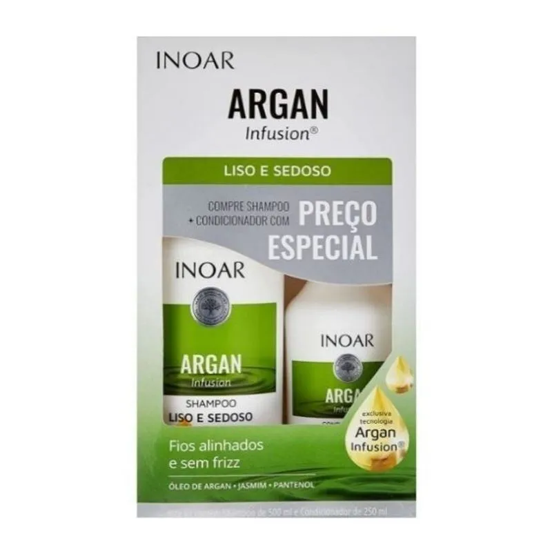 Shampoo e Condicionador Inoar 500ml + 250ml Argan Liso e Sedoso