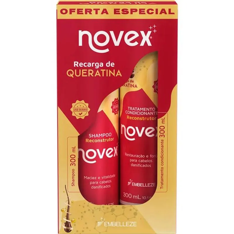 Shampoo e Condicionador Novex 300ml - Recarga de Queratina