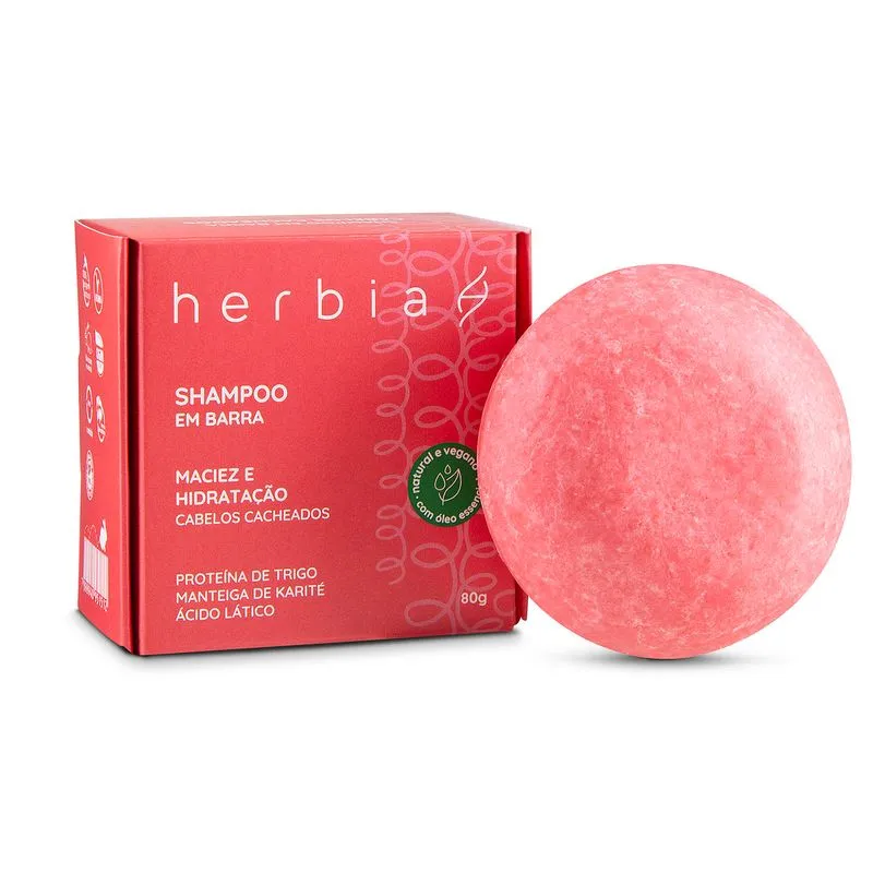 Shampoo em Barra Cabelos Cacheados Herbia 80g