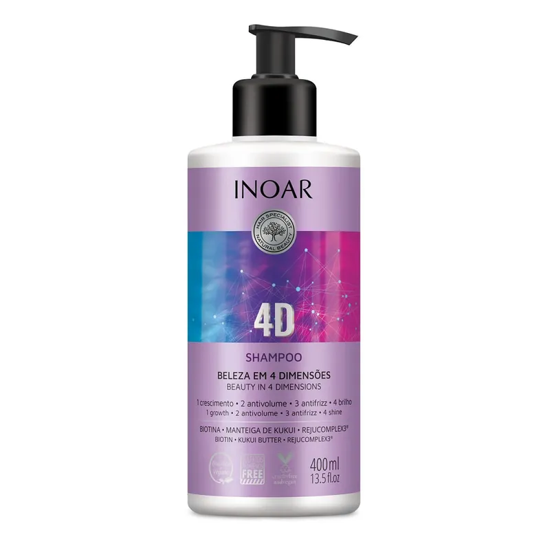 Shampoo Inoar 4D Beleza em 4 Dimensões 400ml