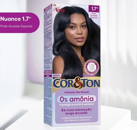 Tintura Cor&Ton Niely 0% Amônia 1.7+ Preto Azulado Especial