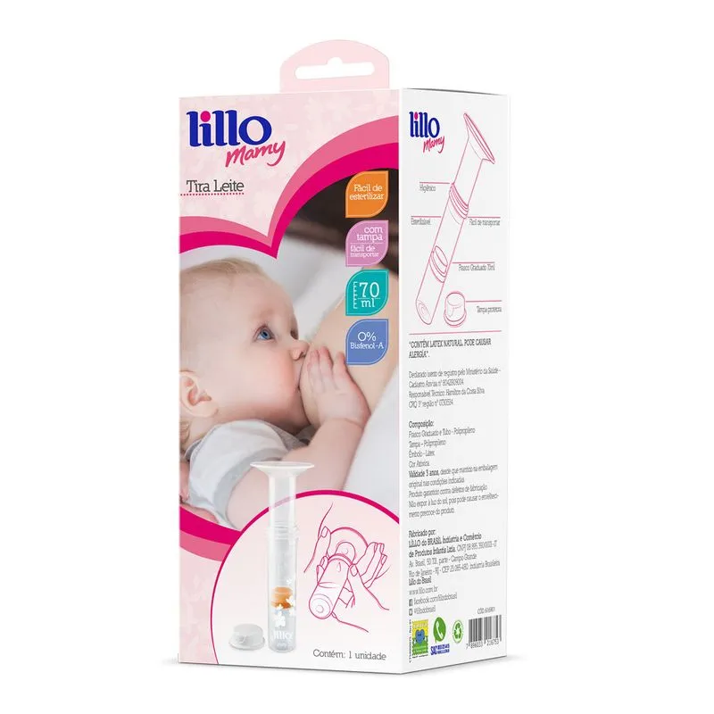 Bomba de Tirar Leite Lillo Mamy Manual Graduado Tampa Sem BPA 70ml 1 Unidades