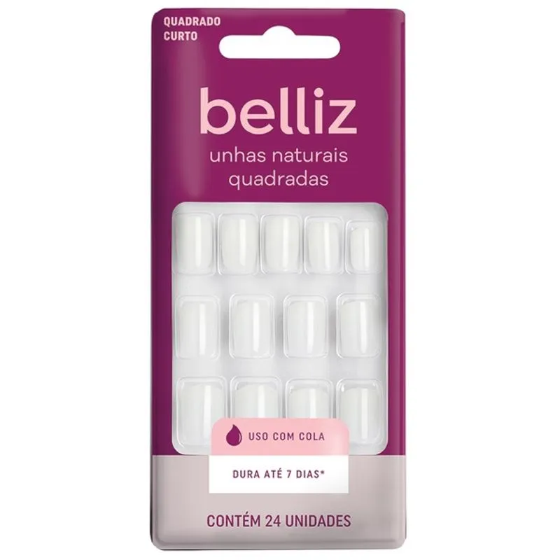 Unhas Postiças Belliz Quadradas Naturais - Ref:1200