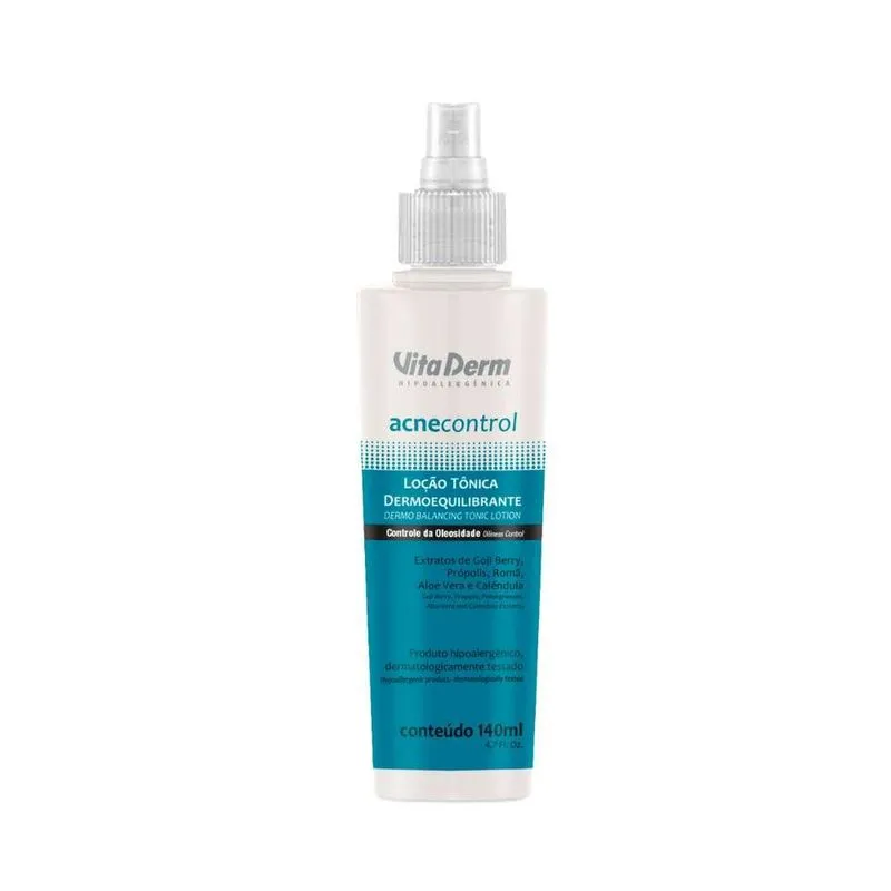 Vita Derm Acne Control Loção Dermoequilibrante Tônico Facial 140ml